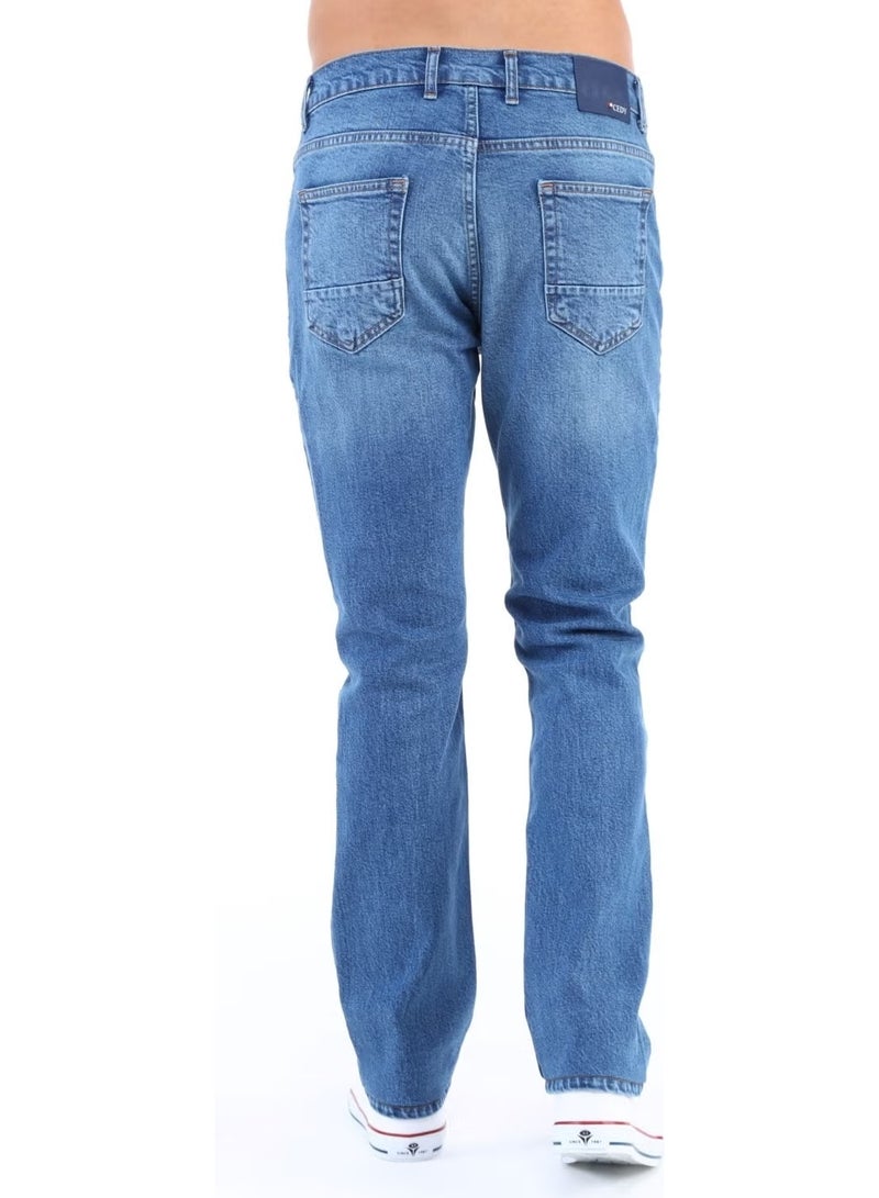 Cedy Denim بنطلون جينز رجالي بقصة واسعة وساق خنزير بخصر مرتفع مقاس C336 - Image 3